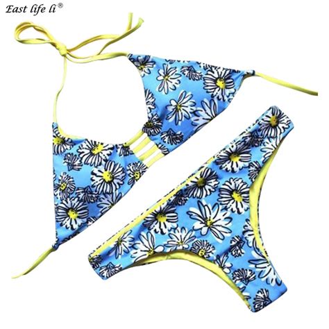 sexy brazilian bikini set floral printed push up swimwear women bathing suits bikini bandage