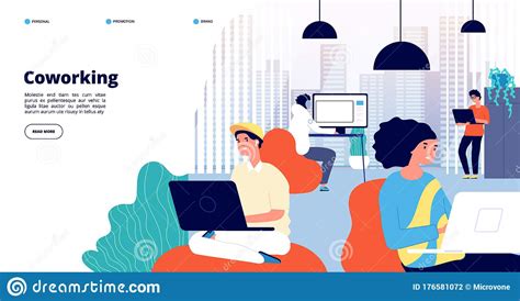 Coworking Landing Page Office People Freelance Professionals Discuss