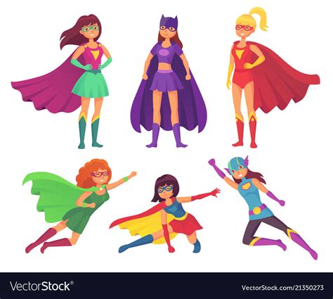 Superheroes Women Characters Wonder Female Hero Vector Image