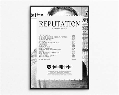 Taylor Swift Album Receipt Poster Reputation Music Album Etsy India