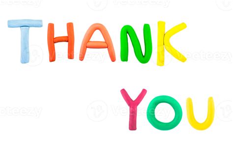 Message Thank You Funny Plasticine Alphabet Letters On White Background