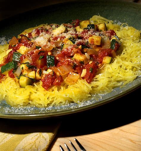 Recipe Spaghetti Squash Pasta With A Zucchini Garlic And Tomato