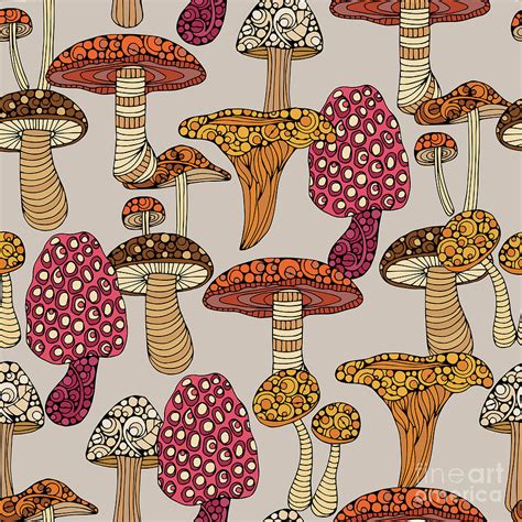 Mushroom Pattern Digital Art By Mgl Meiklejohn Graphics Licensing
