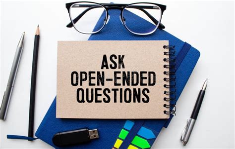 Ask Open Ended Questions Written On A Notebook Page Pencil On The Left
