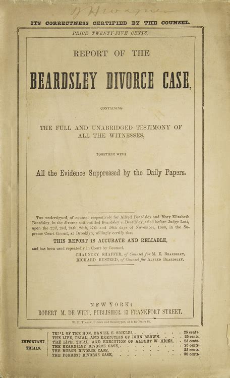 Report Of The Beardsley Divorce Case Containing The Full And