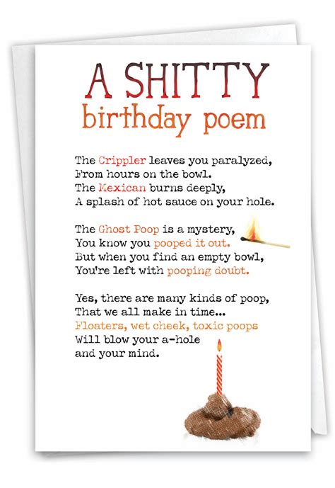 Shitty Poem Funny Dirty Birthday Card