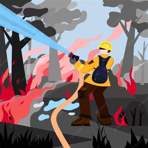 Fuego En El Diseño Del Vector Del Bosque Ilustración De Incendios Forestales Vector Premium