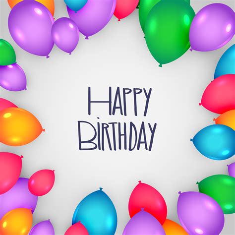 Happy Birthday Card Design With Colorful Balloons Download Free