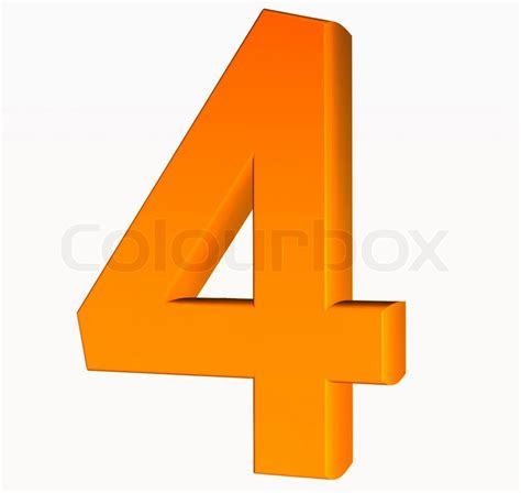 Orange Alphabet Number 4 3d Isolated On White Stock Photo Colourbox