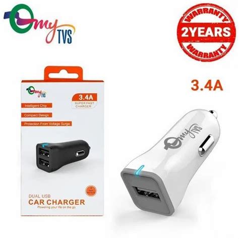 MyTVS TI 11 3 4 2 Ports USB Car Mobile Charger White At Rs 585