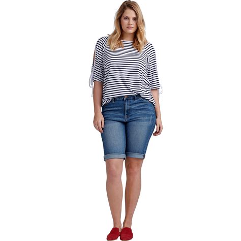 Ellos Womens Plus Size Denim Bermuda Shorts Ebay