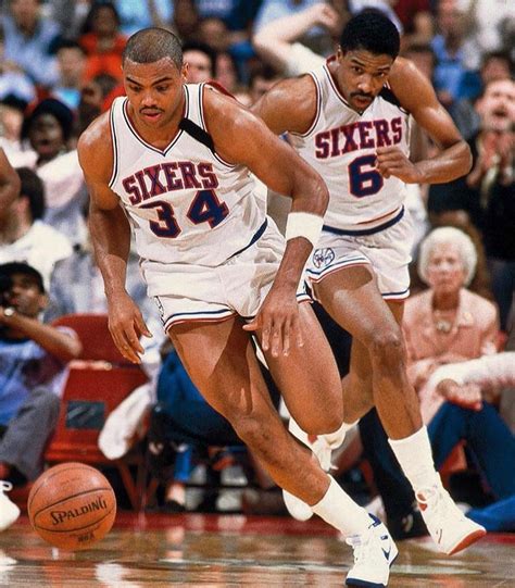 Charles Barkley And Julius Erving During The 1986 Nba Playoffs Game 6