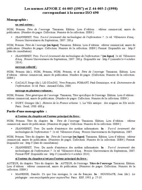 Normes bibliographiques (AFNOR Z 44005 / ISO 690)  Encyclopédies