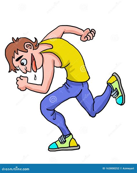 Man Tired Running After A Few Round In Park Stock Illustration