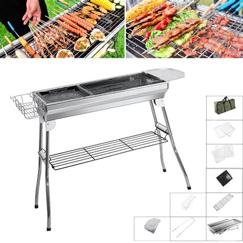 41 X 13 Stainless Steel Folding Portable Charcoal Barbecue Bbq Grill