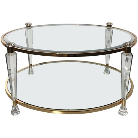 Two Tier Round Lucite Coffee Table Style Of Charles Hollis Jones