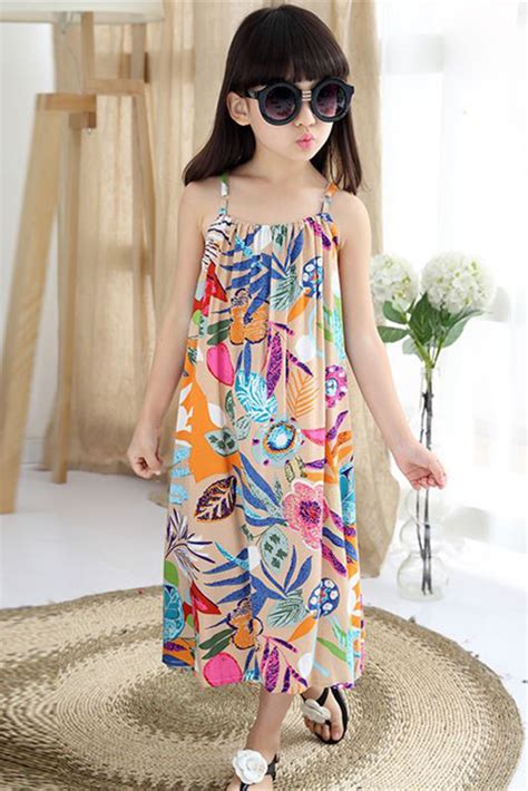 Buy Beach Dress For Girls Sleeveless Dresses Fashion Kid Print Clothing