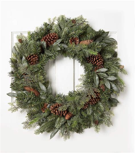 Blooming Holiday 24'' Mixed Greenery & Pinecone Wreath | Pinecone wreath, Christmas decorations ...