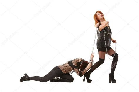 Hot Dominatrix Keeps Her Submissive On Chain Stock Photo By Wisky
