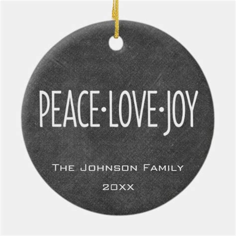 Peace Love Joy Holiday Chalkboard Photo Collage Christmas Ornaments