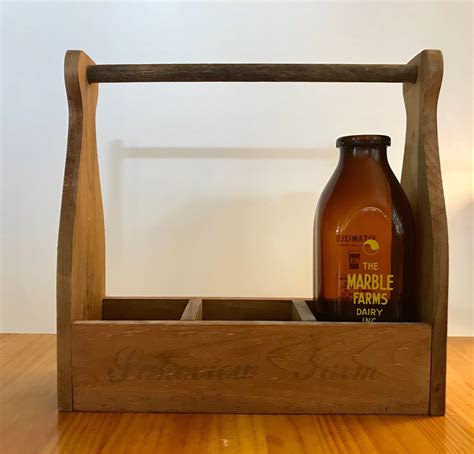 Vintage Lakeview Farm Wood Milk Carrier Old Milk Wooden Crate Etsy