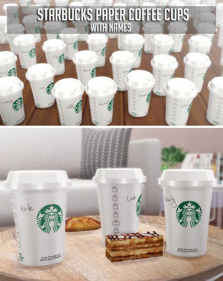 Sims 4 Cc Starbucks Paper Coffee Cups With Male And Female Names By