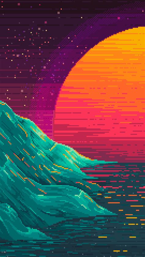 Easy Sunset Pixel Art 900x1600 Wallpaper
