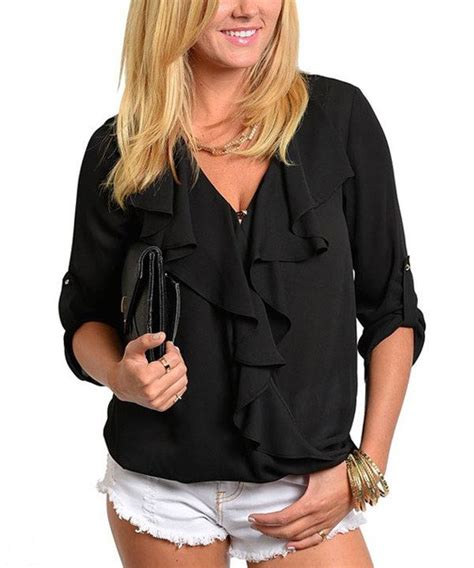 Look At This Black Ruffle V Neck Top On Zulily Today Fashion