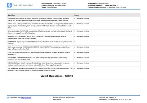 5s Audit Scorecard Template Better Than Excel Free To Use