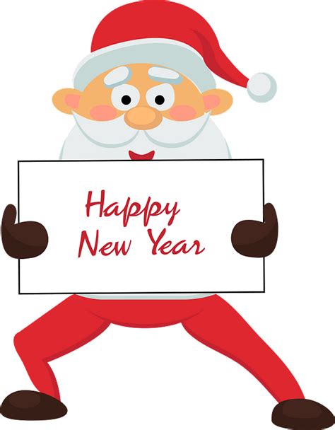 Santa Claus With A Board Happy New Year Clipart Free Download