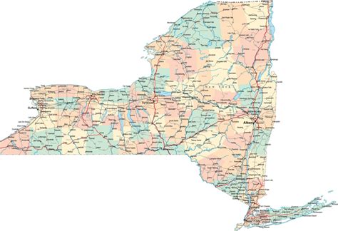 New York State Road Map Glossy Poster Picture Photo City Etsy