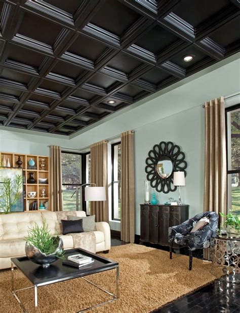 Black Coffered Ceiling Tiles Home Design Ideas Black Ceiling Home