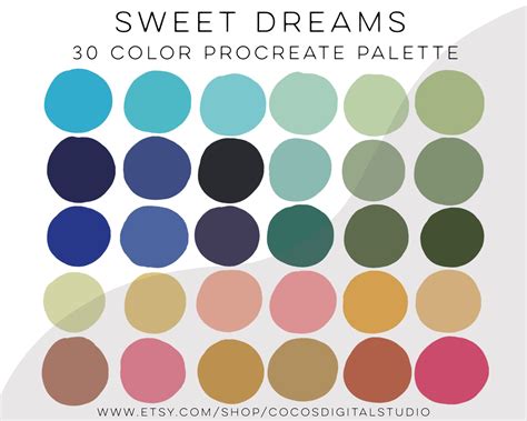 Sweet Dreams Procreate Color Palette Blues And Greens Etsy Canada