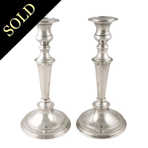 Pair Of Antique Candlesticks Edwardian Silver Plated Candlesticks
