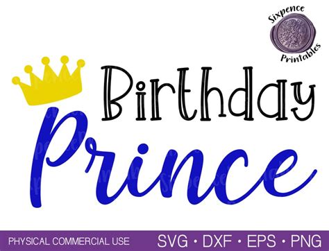 Birthday Prince Svg Prince Crown Svg Birthday Svg Birthday Boy Etsy