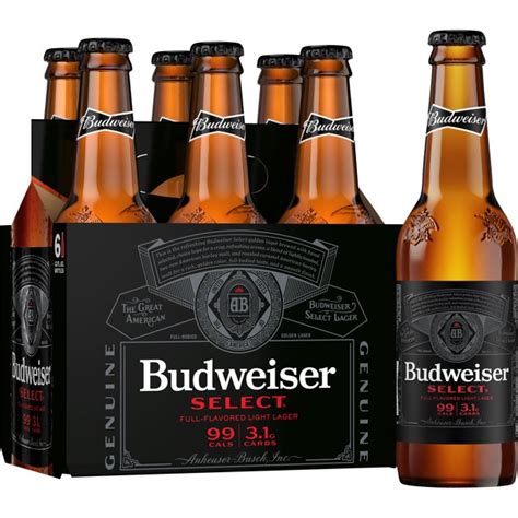 Budweiser Select Light Beer 6 Pack 12 Fl Oz Bottles