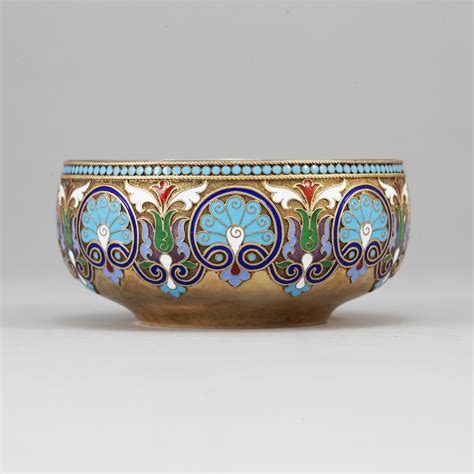 A Russian Silver Gilt And Cloisonné Enamel Bowl Mark Of Chlebnikov