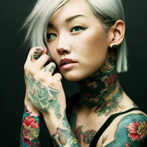 Slim Blond Tattooed Girl By Lee Man Fong Vines Midjourney Openart