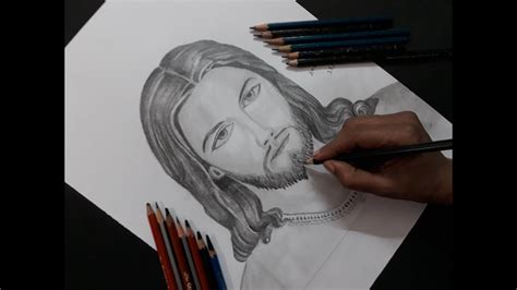 Baby Jesus Pencil Jesus Drawing Easy Jesus With Child Etsy