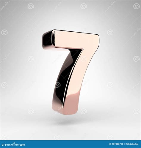 Number 7 On White Background Rose Gold 3d Number With Gloss Chrome