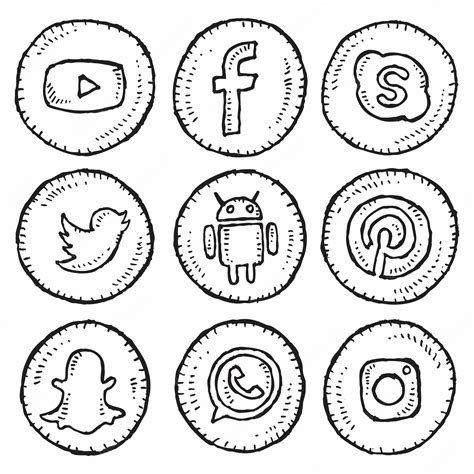 Premium Vector Set Of Hand Drawing Social Media Icons