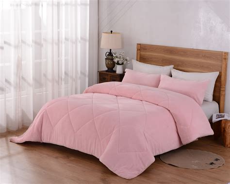 Mainstays Solid Plush Microfiber Pink 3 Piece Comforter Set Fullqueen