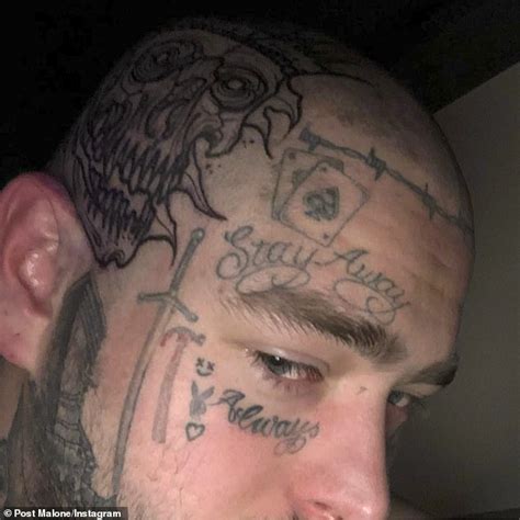 Post Malone Shows Off Massive Skull Tattoo On His Shaved Head Daily Mail Online