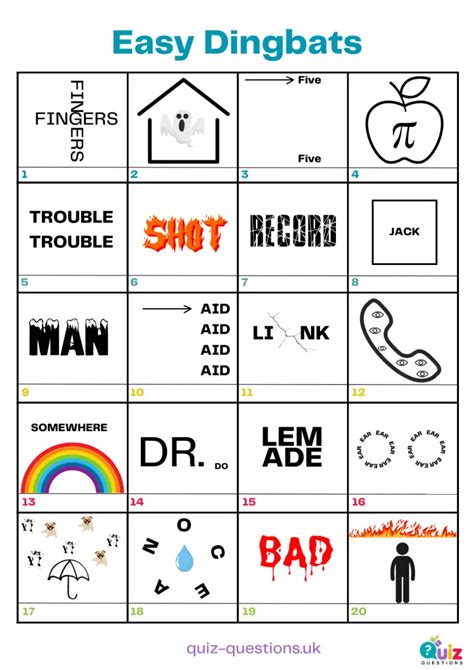 Easy Dingbats Quiz Questions And Answers 2023