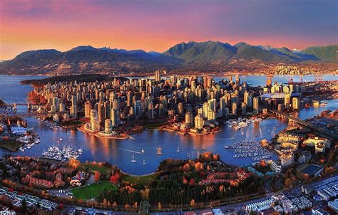 City Forest Canada Sky Trees Sea Landscape Sunset Mountains