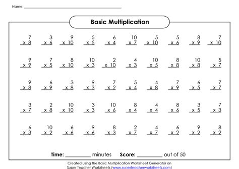 Super Teacher Worksheets Basic Multiplication Studocu