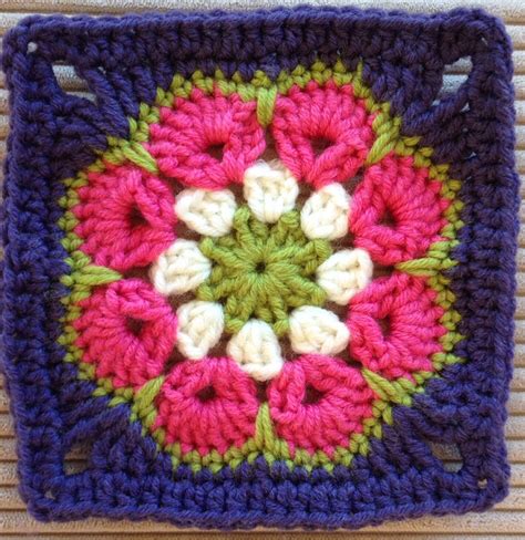 Granny Square Crochet African Flower Motif Created By Barbara Ward