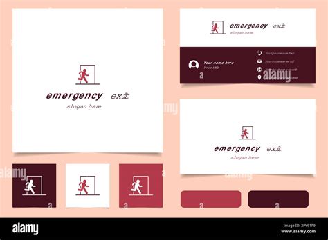 Emergency Exit Logo Design With Editable Slogan Branding Book And