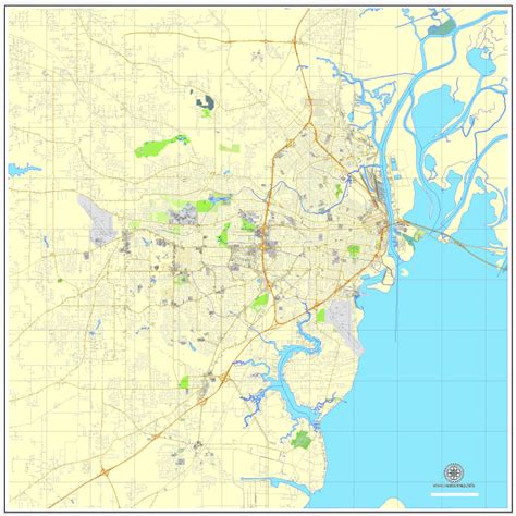Mobile Alabama Us Exact Vector Street City Plan Map V309 Full