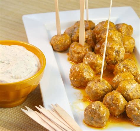 Buffalo Chicken Meatballs With Blue Cheese Ranch Dipping Sauce